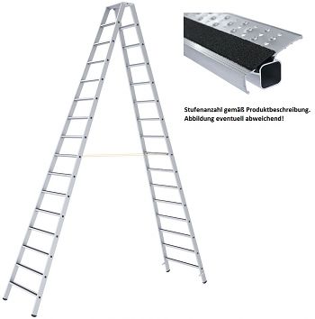 LM-Stufen-Stehleiter, gebördelt 2 x 16 Stufen, Leiterlänge 4,51 m