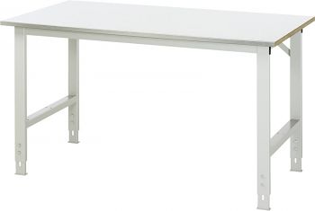 Arbeitstisch mit Stahlblechbelag- Platte BxTxH:1500 x 800 x 760-1080 mm