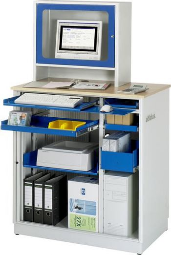 Computer-Station mit Monitorgehäuse stationär BxTxH 1030 x 660 x 1810 mm