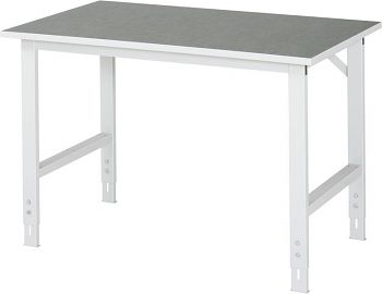 Arbeitstisch mit Linoleumbelag-Platte BxTxH: 1250 x 800 x 760-1080 mm