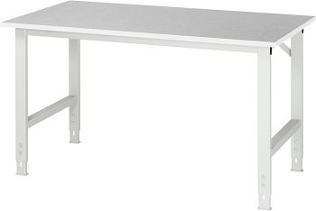 Arbeitstisch mit Linoleumbelag-Platte BxTxH: 1500 x 800 x 760-1080 mm