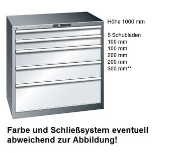 Schubladenschrank Selection Lichtgrau BxTxH 1023 x 725 x 1000 mm, mit