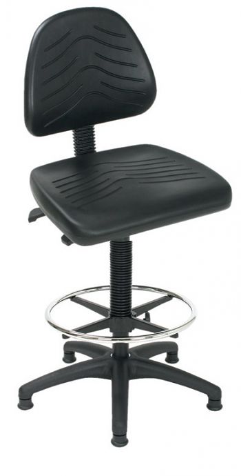 Komfort-Arbeitsdrehstuhl Mod. 8545 PU schwarz mit Bodengleiter + Fußring