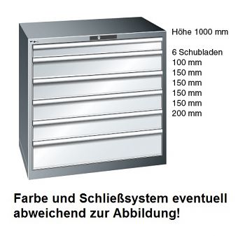 Schubladenschrank Selection Lichtblau BxTxH 1023 x 725 x 1000 mm, mit
