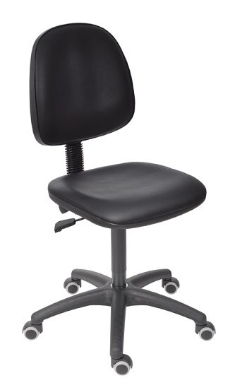Arbeitsstuhl Sitz u.Rücken Kunstleder schwarz Kunststoff, Fußkreuz, Rollen