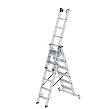 Stufen-Mehrzweckleiter 3-teilig mit nivello® Traverse, 3 x 6 Stufen