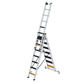 Stufen-Mehrzweckleiter 3-teilig mit nivello® Traverse, 3 x 7 Stufen