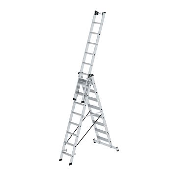 Stufen-Mehrzweckleiter 3-teilig mit nivello® Traverse, 3 x 8 Stufen