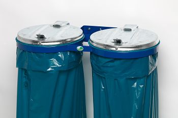 Müllsackhalter mit Wandkonsole 2fach, mit Metalldeckel