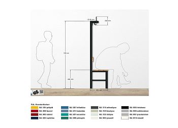 Sitzbankgarderobe 5030 1-seit. L 1000 mm mit 5 Dreifachhaken