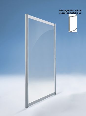 Stellwand RUND 1000 x 24 x 1380 mm Alu silber / Kunstglas klar
