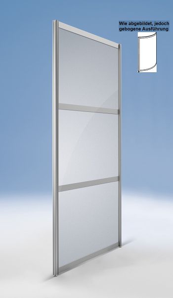Stellwand RUND 1000 x 24 x 1980 mm Alu silber / Dekor silber
