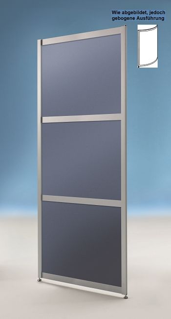 Stellwand RUND 1000 x 24 x 1980 mm Alu silber / anthrazit satiniert