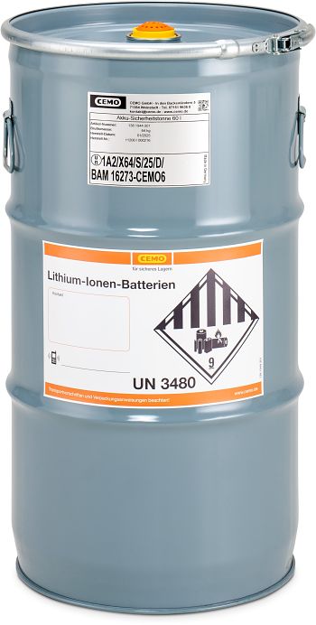 Akku-Sicherheitstonne, Inhalt 60 l Ø x H 380 x 660 mm