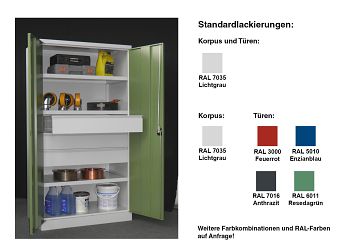 Schwerlastschrank mit 3 Böden 3 Schubkästen á 175mm