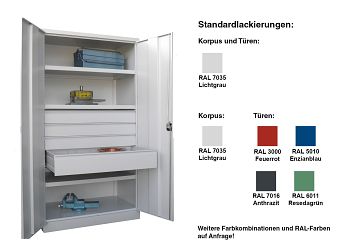 Schwerlastschrank mit 3 Böden 3 Schubkästen a´125mm