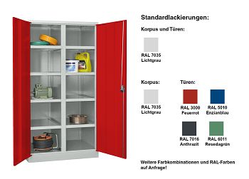 Schwerlastschrank mit Trennwand und 8 Böden