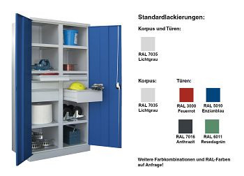 Schwerlastschrank mit Trennwand H x B x T 1950 x 1040 x 630 mm