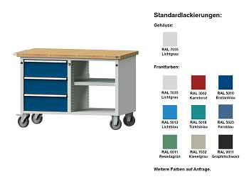 Werkstattwagen Mod. 110 V mit Platte Buche massiv, 1140 x 650 x 790 mm