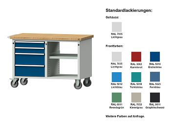 Werkstattwagen Mod. 111 V mit Platte Buche massiv, 1140 x 650 x 790 mm