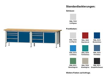 Kastenwerkbank Modell 131 V BxTxH 2800 x 700 x 840 mm