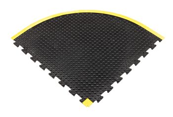 Arbeitsplatzmatte Yoga Dome Basic schwarz/gelb, Eckstück 90 x 90 ccm