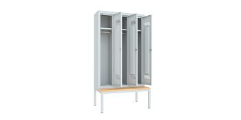 Kleiderschrank mit Sitzbank 1500x300/500x780mm, 3 Abteile mit