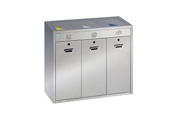 Wertstoffsammelstation Mod. 3 Inh. ca. 3 x 48 L in Edelstahl