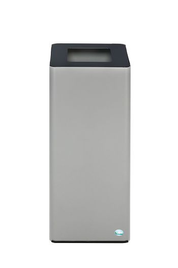 Wertstoffsammler WSG Quadro 79, silber, Aufsatz schwarzgrau RAL 7021