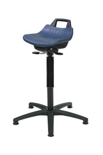 Drehhocker mit großem Sitz PU blau mit Bodengleiter