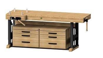 ULMIA Hobelbank man. höhenverstellbar BxTxH 2085 x 855 x 700-1000 mm