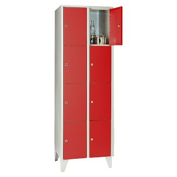 mit Füßen, Lichtgrau RAL 7035/Feuerrot RAL 3000 