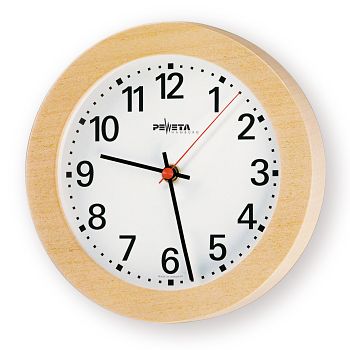 Quarz-Wanduhr, geräuschlos Holzgehäuse Ø 250 mm