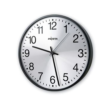 Quarz-Wanduhr, Zifferbl. silber-elox. Gehäuse in eisenglimmer Ø 300 mm
