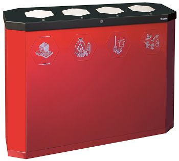 Abfallsammler sixco swing 4 x 45 Liter, rubinrot