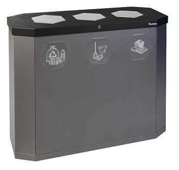 Abfallsammler sixco touchless, mit Ladegerät, 3 x 45 l, eisenglimmer