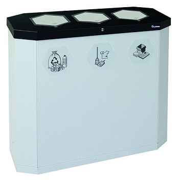 Abfallsammler sixco touchless, mit Ladegerät, 3 x 45 l, lichtgrau