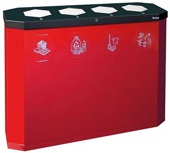 Abfallsammler sixco touchless, mit Ladegerät, 4 x 45 l, rubinrot