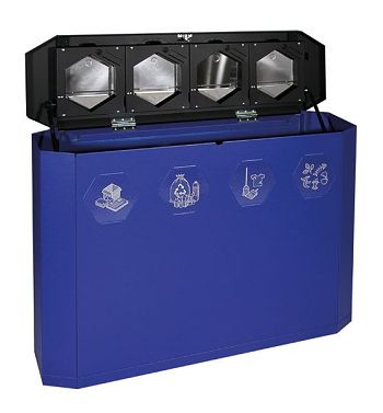 Abfallsammler sixco touchless, mit Ladegerät, 4 x 45 l, blau-metallic