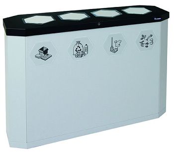 Abfallsammler sixco touchless, mit Ladegerät, 4 x 45 l, lichtgrau