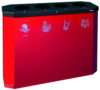 Abfallsammler sixco smart 4 x 45 Liter, rubinrot