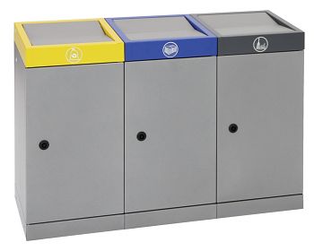 Wertstoffsammler ProTec-Plus 70 l 3er Station,HxBxT:850 x 1210 x 380 mm