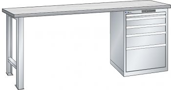 Werkbank  LxTxH 2000x750x840mm mit Code Lock,Multiplex Lichtgrau RAL7035