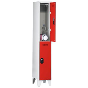 Fächerschrank,1 Abteil a'300mm 2 F. Lichtgrau/Feuerrot,H 1850 x T 500 mm