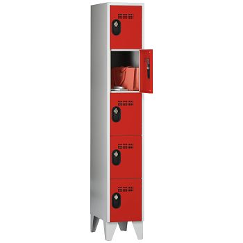 Wertfachschrank 1 Abteil a'300mm 5F. Lichtgrau/Feuerrot,H 1850 x T 500 mm