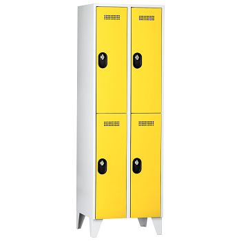 Fächerschrank,2 Abteile a'300mm 4 F. Lichtgrau/Zinkgelb,H 1850 x T 500 mm