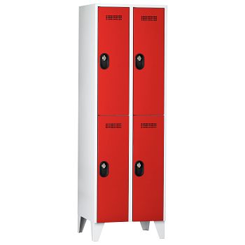 Fächerschrank,2 Abteile a'300mm 4 F. Lichtgrau/Feuerrot,H 1850 x T 500 mm
