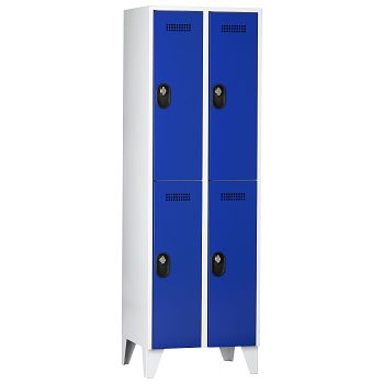 Fächerschrank,2 Abteile a'300mm 4 F. Lichtgrau/Enzianbl.,H 1850 x T 500 mm