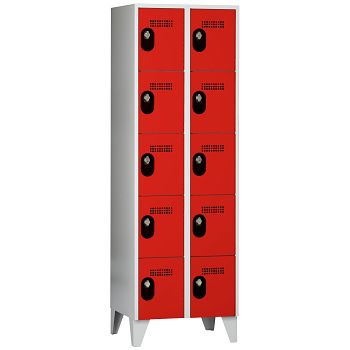 Wertfachschrank 2 Abteile a'300mm 10F Lichtgrau/Feuerrot,H 1850 x T 500 mm