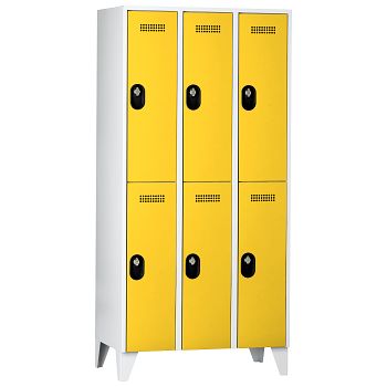 Fächerschrank,3 Abteile a'300mm 6 F. Lichtgrau/Zinkgelb,H 1850 x T 500 mm